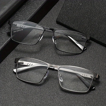 Mens Metal Reading Glasses Frame High Quality Square Presbyopic Spectacles Eyeglasses With Blue Light Lens 0..+3.5 Unisex