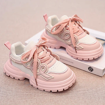 PU Leather Sport Shoes For Children Trend Fashion Teenager Kid's Sneakers Anti-slippery Boy's Girl's Running Shoes Casual Shoes