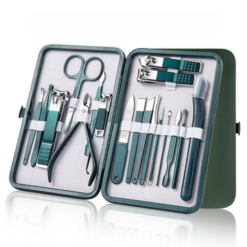 Professional 7-18 Piece Nail Care Kit Stainless Steel Manicure and Pedicure Set Nail Clipper Set with Travel Case Foot Care Tool