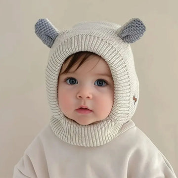 Toddler Winter Knit Hat with Fleece-Lined Ears & Adjustable Toggle Closure - Soft Stretchy Warm Beanie for 0-3Y Boys & Girls