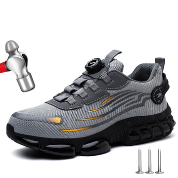 Rotary Buckle Work Sneakers Protective Safety Shoes Puncture-Proof Anti-smash Steel Toe Shoes Work Boots Men Work Shoes