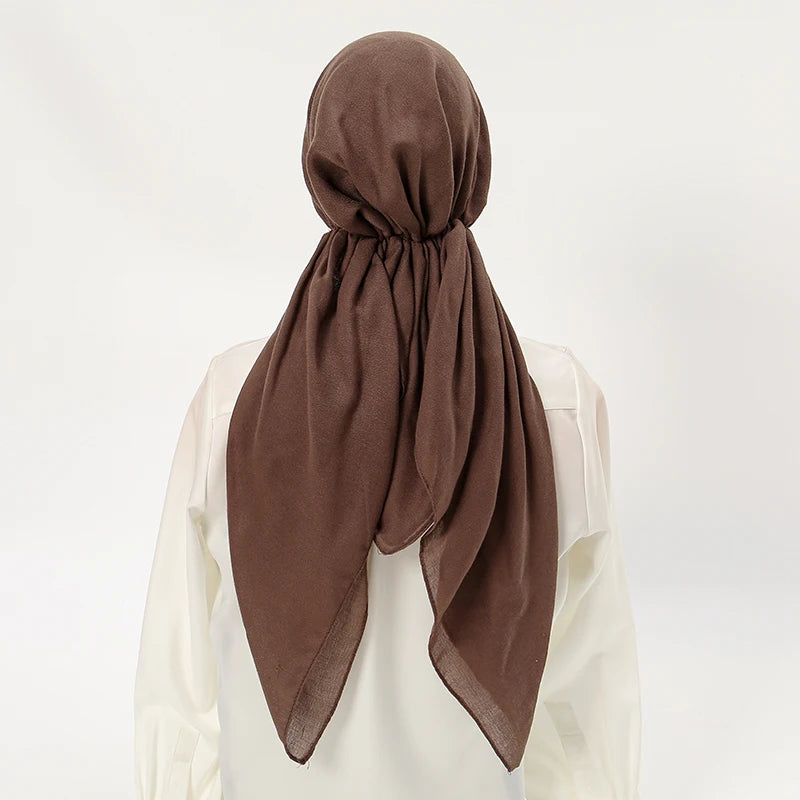 Muslim Solid Color Hijab Caps for Women Innovative Design Long Cotton Linen Soft Elasticity Head Scarf Female Handkerchief