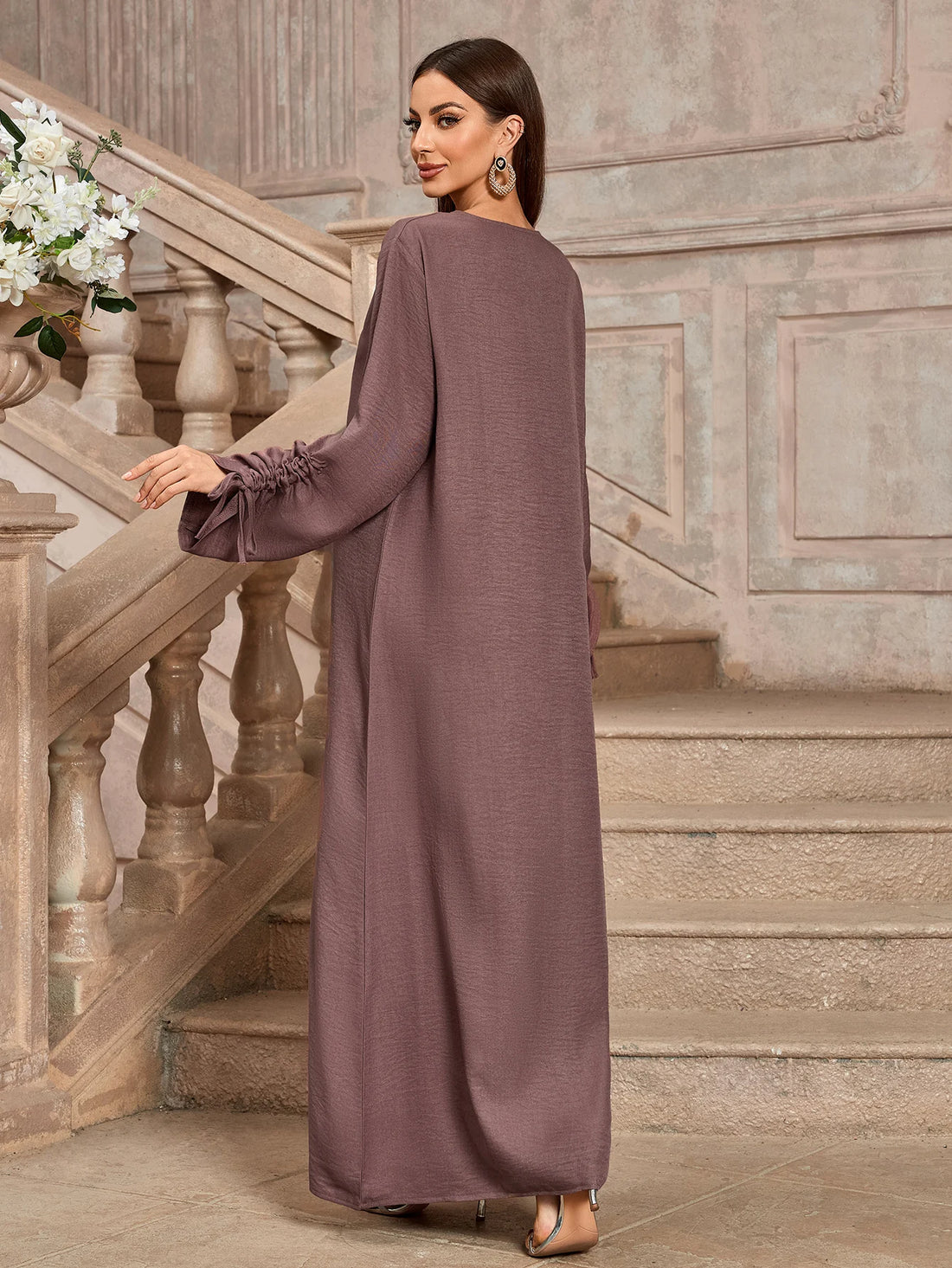 Closed Abaya Women Muslim Dress islamic Clothing Women Modest Dresses With Adjusted String Sleeves New Robe 2025 New Design