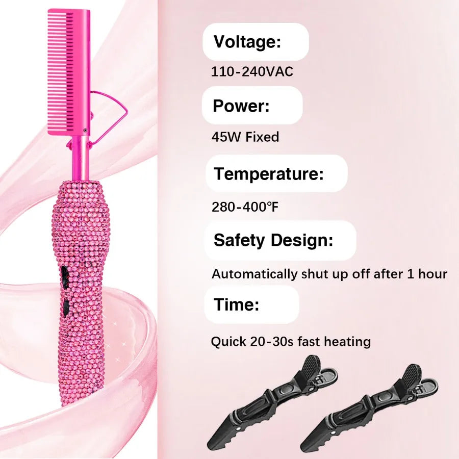 Professional Electric Comb Hot Press Comb Straightening Brush Hair Iron 2-In-1 Curling Iron Fast Heating Curler Styling Tools