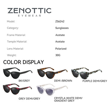 ZENOTTIC Fashion Cat Eye Polarized Sunglasses Handmade Acetate 100% UV400 Protection Sun Glasses Shade for Women Gift Travel