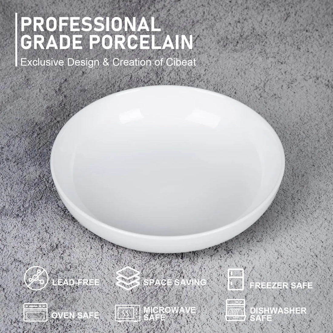 22 Ounce Porcelain Pasta Bowls Set 6 Pack Premium Ceramic Large Capacity Plates for Salad and Soup, Serving Bowl,Dishwasher Safe