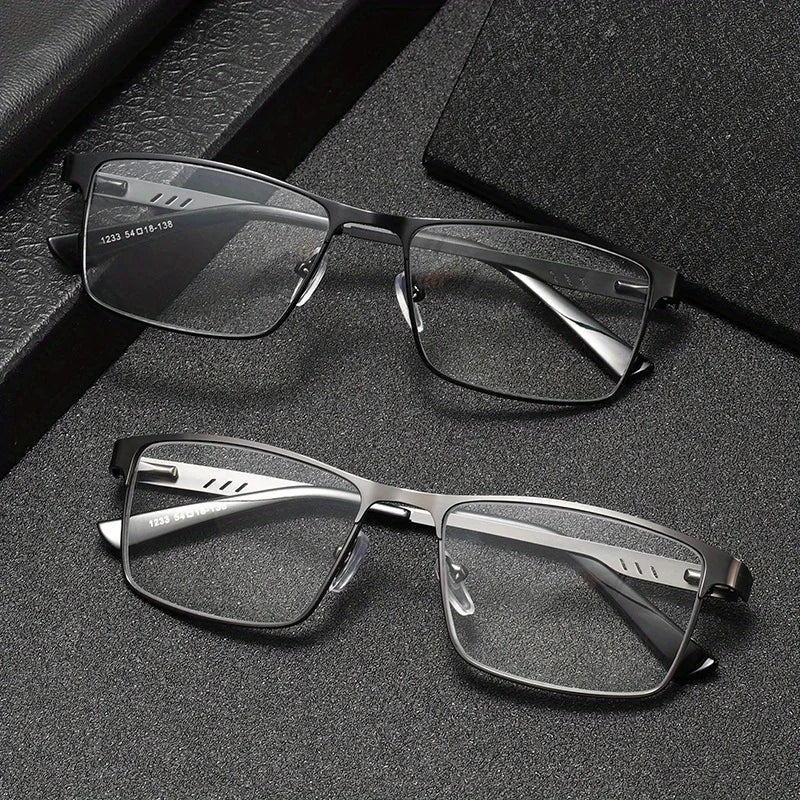 Mens Metal Reading Glasses Frame High Quality Square Presbyopic Spectacles Eyeglasses With Blue Light Lens 0..+3.5 Unisex