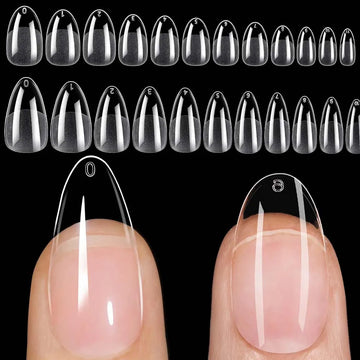 120Pcs Short Almond Oval Fake Nail Tips Extension System Sculpted Full Cover Nail Gel French Ballerinas Capsules Press On Tips