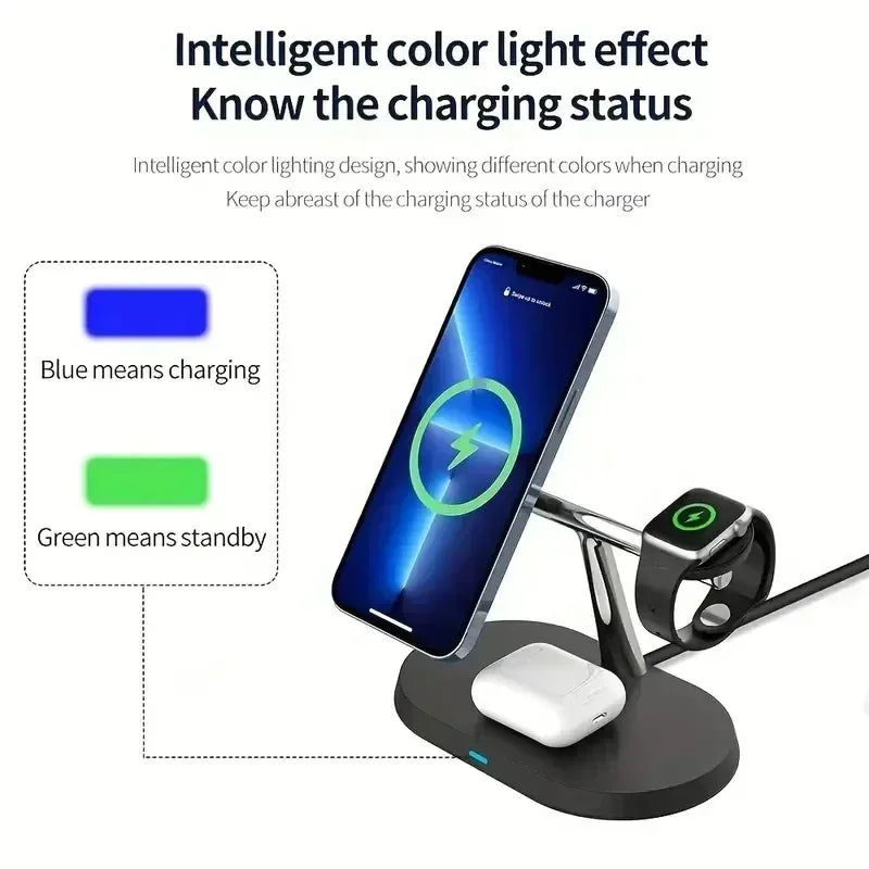30W 3 In 1 Magnetic Wireless Charger Stand Fast Charging Dock Station for iPhone 16 15 14 13 Pro Max Apple Watch 8 7 Airpods Pro