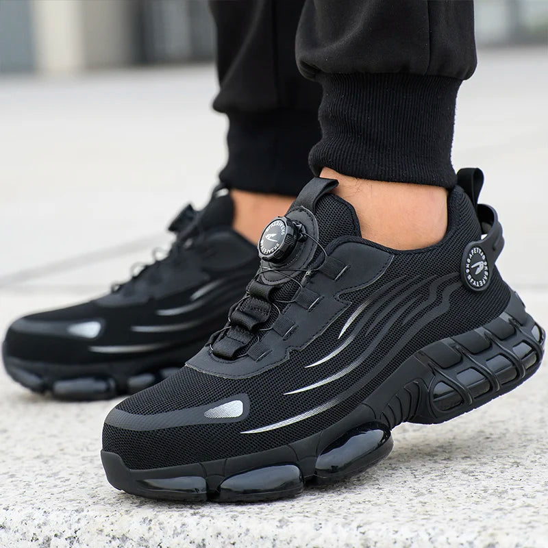 Plus Size Rotary Buckle Work Safety Shoes For Men Air Soft Sole Lightweight Protective Work Sneakers Men and Women Footwear