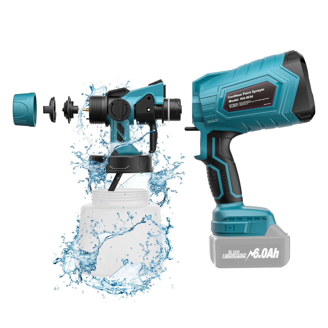 Cordless Paint Spray Gun For Makita For Dewalt 18V Battery Portable Electric Rechargeable Sprayer For Car Home Windows Tool