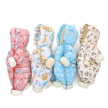 2025 Autumn Winter Baby Snowsuit Hooded Plus Velvet Warm Baby Girl Rompers Toddler Baby Boy Jumpsuit Infant Winter Overalls Coat