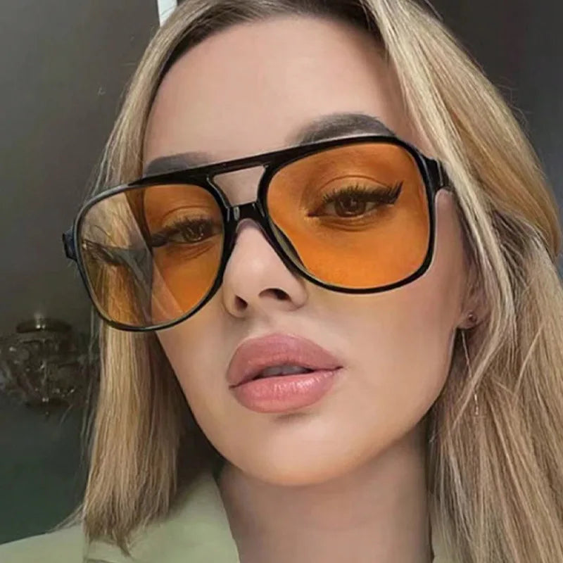 Retro Polarized Sunglasses for Womens Mens Large Frame Classic 70s Vintage Pilot Driving Eyewaer UV400 Protective Sun glasses