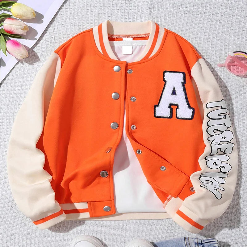 Winter Girls Cute Cold And Warm Letter Embroidered Sleeves Printed Single Breasted Jacket Coat Princess Birthday Party Dress