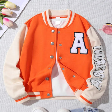 Winter Girls Cute Cold And Warm Letter Embroidered Sleeves Printed Single Breasted Jacket Coat Princess Birthday Party Dress