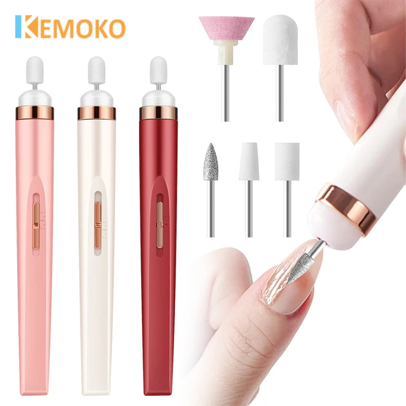 5 in 1 Electric Nail Polisher Drill Machine Nails Grinding Polishing Dead Skin Removal Art Sanding File Pen Manicure Protable