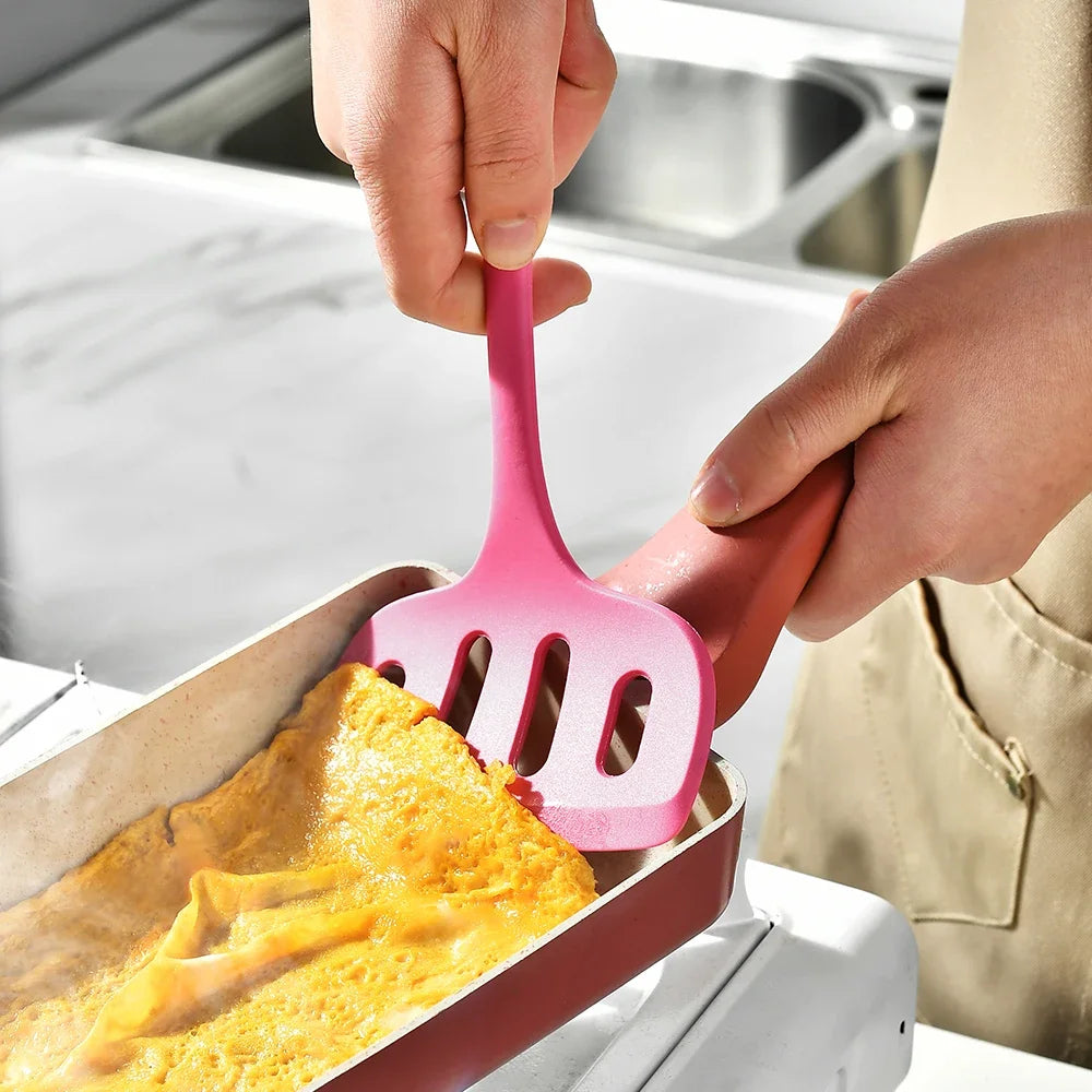 1/6Pcs Pink Silicone Kitchen Utensil Set with Non-Stick Pans Silicone Spatula Soup Spoon Cooking Tools for Kitchen