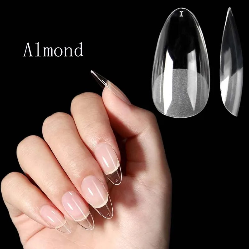 120Pcs Short Almond Oval Fake Nail Tips Extension System Sculpted Full Cover Nail Gel French Ballerinas Capsules Press On Tips