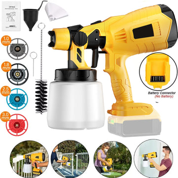 Cordless Electric Spray Gun HVLP Paint Sprayer Auto Furniture Steel Coating Airbrush For Dewalt 18V-60V Battery DCB200/DCB609