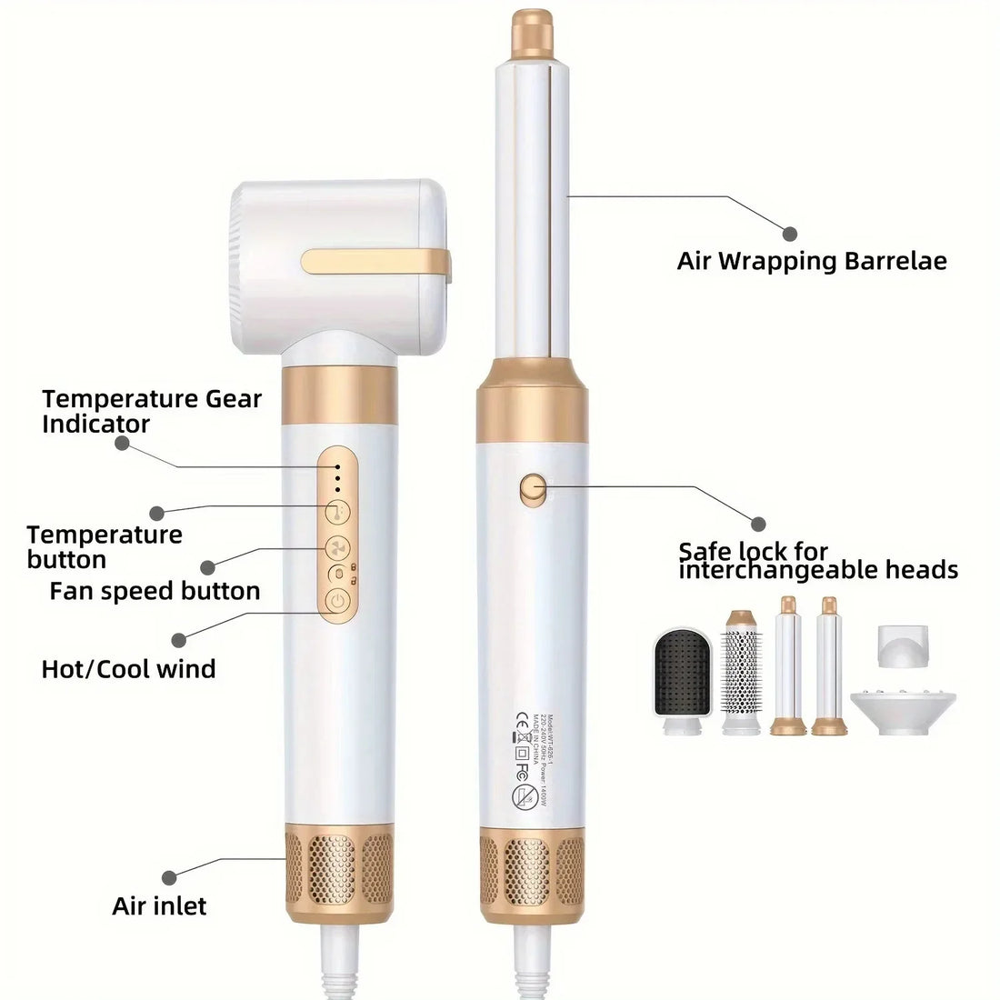 Tinsol 7 In 1 Hair Dryer Brush Brushless High Speed Hair Dryer with Diffuser Ionic Blow Dryer Hot Air Styling Comb Hair Curler