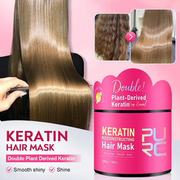 PURC Keratin Reconstructing Hair Mask Collagen Hair Treatment Smoothing Frizz Shiny Repair Damaged Hair 200g