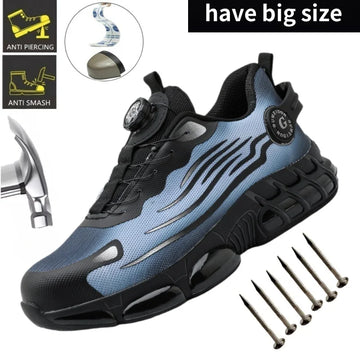 Plus Size Rotary Buckle Work Safety Shoes For Men Air Soft Sole Lightweight Protective Work Sneakers Men and Women Footwear