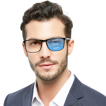 Progressive Glasses For Men Square Anti Blue Light Reading Glasses Multifocus Computer Eyeglasses Simple Reading Magnifier