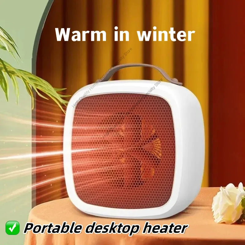 500W Portable Small Space Heater Fast Heating Lightweight Desktop Warm Air Heater Indoor Office Household Warmer Fan 2024