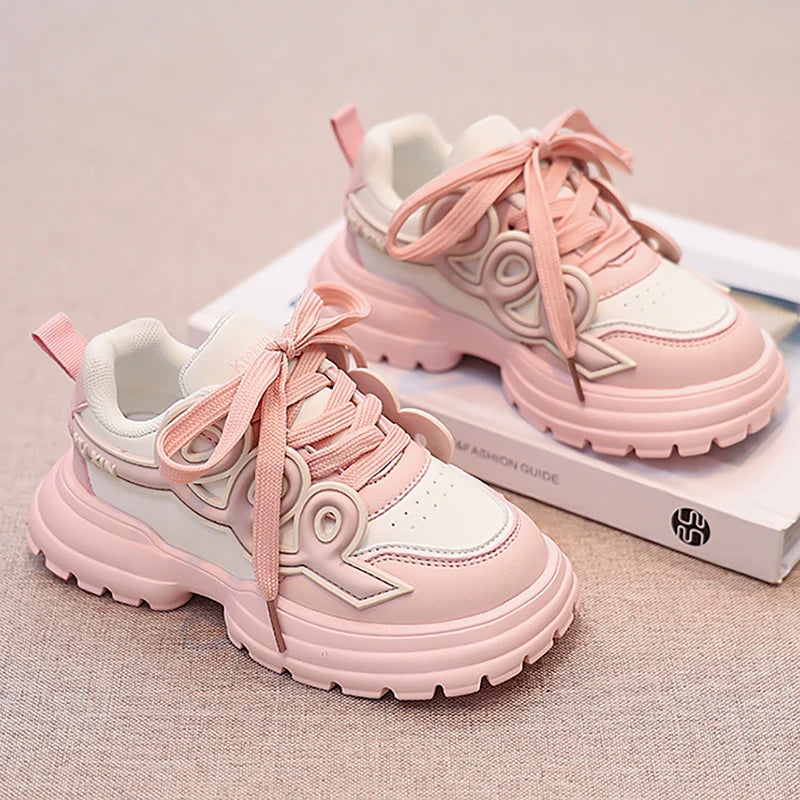 PU Leather Sport Shoes For Children Trend Fashion Teenager Kid's Sneakers Anti-slippery Boy's Girl's Running Shoes Casual Shoes