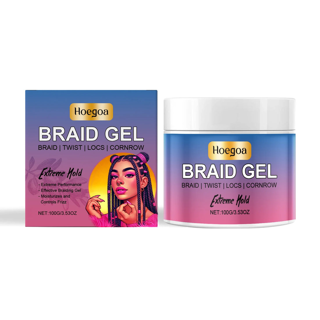 Styling Braiding Gel Wax Long Lasting Styling Braiding Gel Tames Frizz Edges Hair Gel Twist Styling Wax Hair Braiding Care 100g