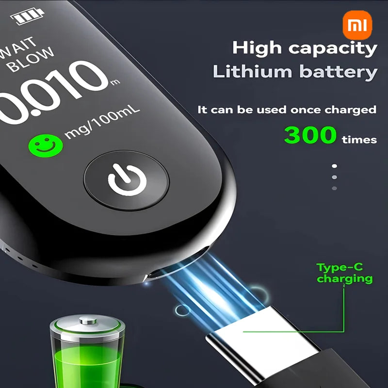 Xiaomi Portable Mini Digital Breath Alcohol Tester Professional Breathalyzer With LCD Display Electronic Alcohol Tester New 2025
