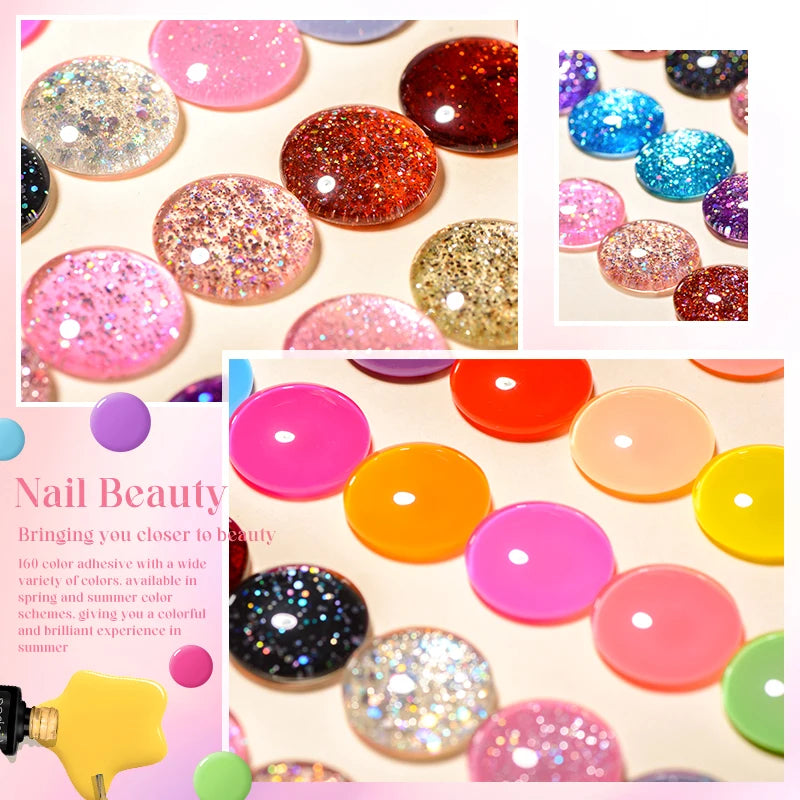 6pc All-season Gel Nail Polish Set Nude Pink Red Glitter Semi Permanent UV Gel Polish Kits All For Manicure Soak Off Vernis