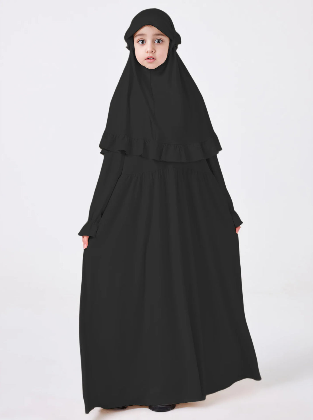 Children Muslim Kids Girls Prayer Dress 2Pcs Set Dubai Turkey Hijab Abaya Eid Ramadan Islamic Clothing Khimar Kaftan Niqab Burqa