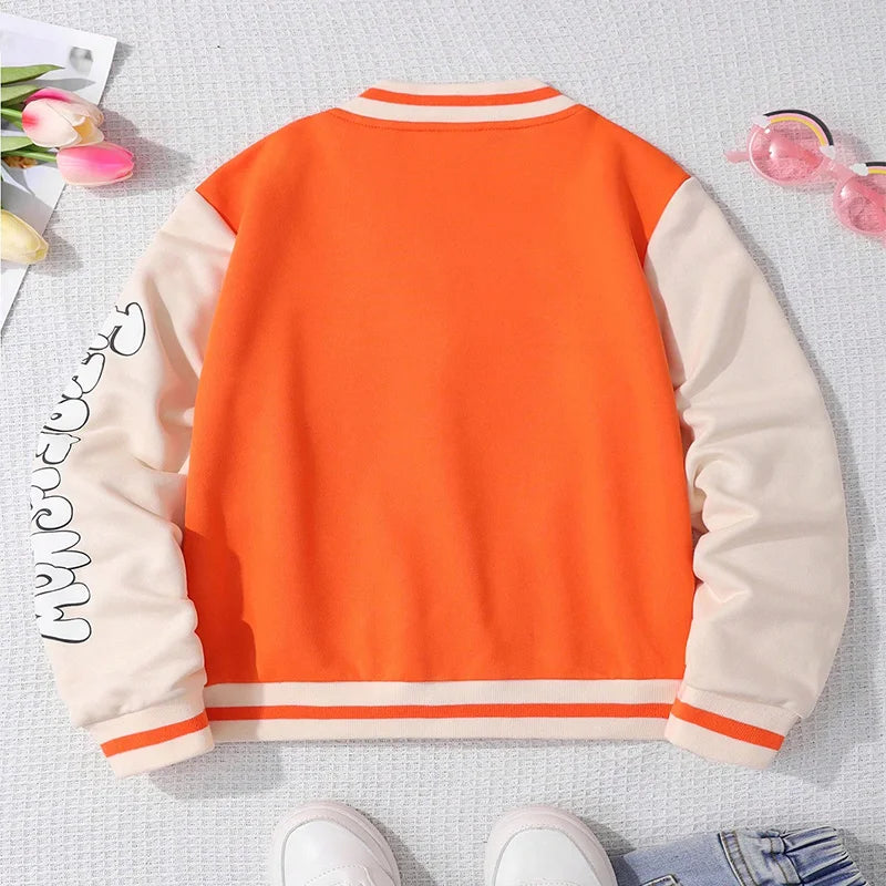 Winter Girls Cute Cold And Warm Letter Embroidered Sleeves Printed Single Breasted Jacket Coat Princess Birthday Party Dress