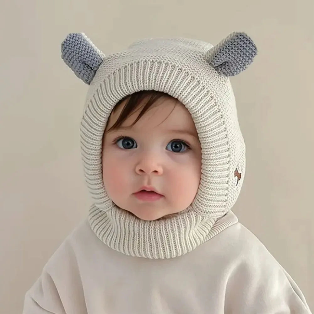 Toddler Winter Knit Hat with Fleece-Lined Ears & Adjustable Toggle Closure - Soft Stretchy Warm Beanie for 0-3Y Boys & Girls