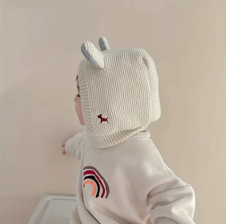 Toddler Winter Knit Hat with Fleece-Lined Ears & Adjustable Toggle Closure - Soft Stretchy Warm Beanie for 0-3Y Boys & Girls