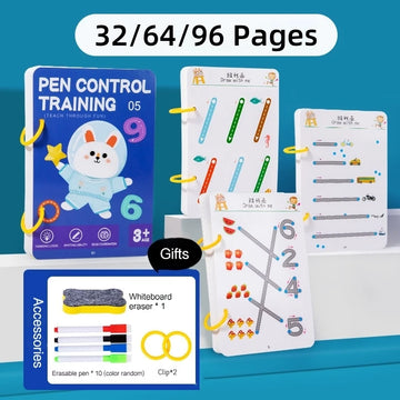 Magical Tracing Workbook Control Training Pen Book Set Reusable Magic Practice Copybook Children Drawing Education Stationery
