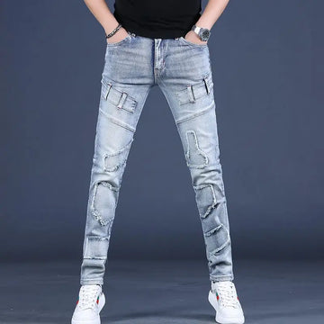 Skinny Jeans for Men Tight Pipe Slim Fit Trousers Korean Style Soft High Quality Casual Regular Xs Goth Tapered Man Cowboy Pants
