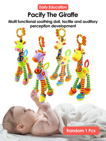 1pcs Random Soft Giraffe Handbells Rattles Plush Infant Baby Development Handle Toys WIth Teether Baby Toy For Newborn Gifts