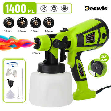 850W New Electric Spray Gun 5 Nozzle Sizes 1400ML Siphon HVLP Household Paint Sprayer For Auto Furniture Steel Coating Airbrush