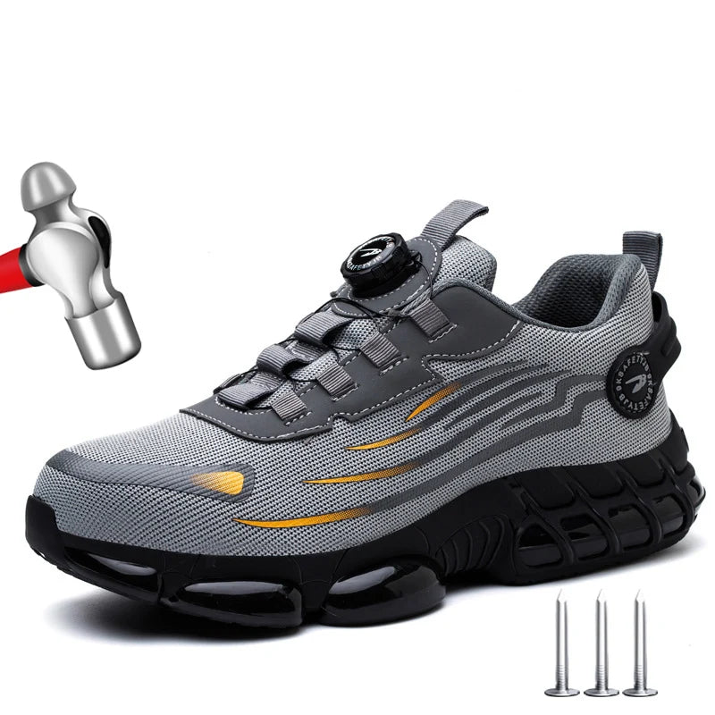 Rotary Buckle Work Sneakers Protective Safety Shoes Puncture-Proof Anti-smash Steel Toe Shoes Work Boots Men Work Shoes
